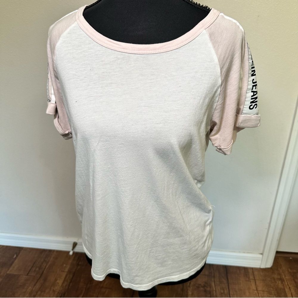 Calvin Klein Jeans Pink Cuffed Sleeve Relaxed T-Shirt S